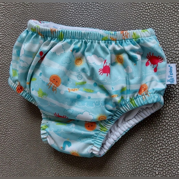 Aqua Striped Diaper Set- 4pc main image 1